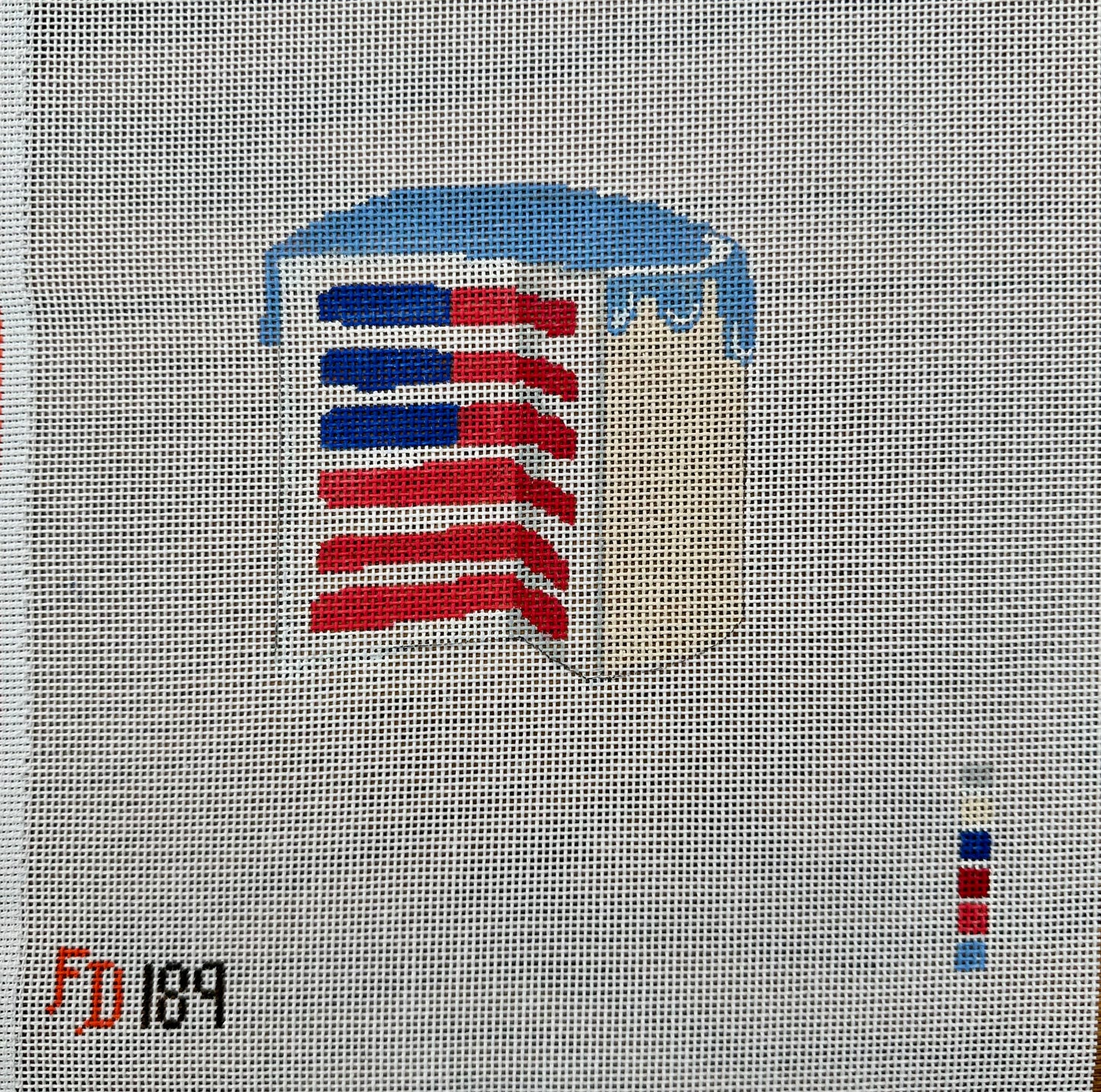 “PATRIOT CAKE”, 4” square on 18 mesh