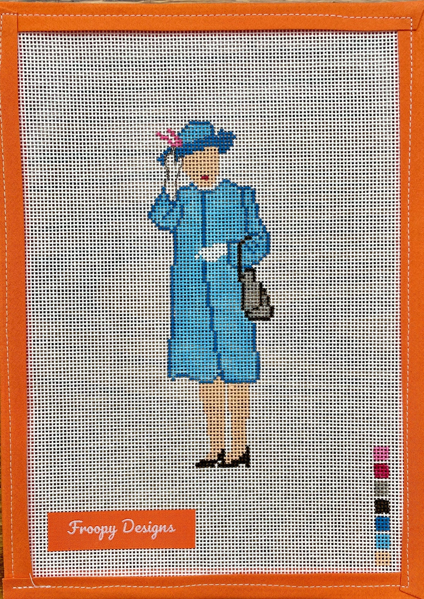 “HM ELIZABETH WAVES IN PINK”, 5.5” x 2.5” on 18 mesh