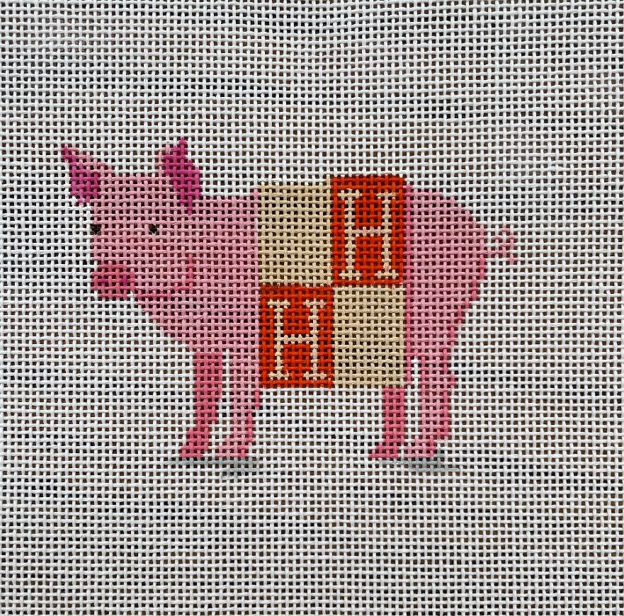“PIG IN AN ‘H’ BLANKET” on 18 mesh