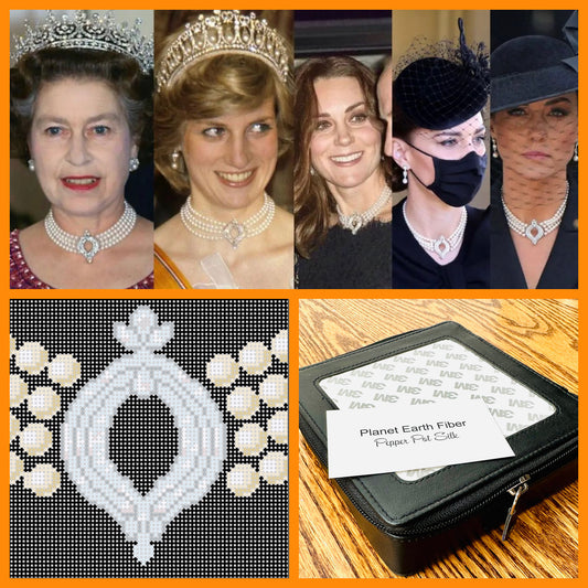 “QUEEN ELIZABETH’S NECKLACE INSERT”,  4” square on 18 mesh