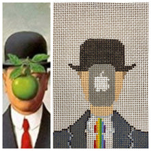 Load image into Gallery viewer, “MAGRITTE’S PHONE”, 3.75” square on 18 mesh

