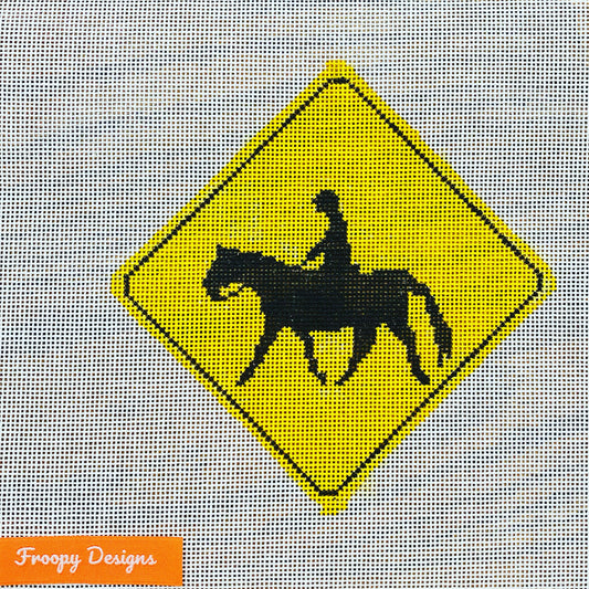 “EQUESTRIAN CROSSING”, 6” square on 18 mesh