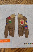 Load image into Gallery viewer, “TOP GUN FLIGHT JACKET”,  5” square on 18 mesh

