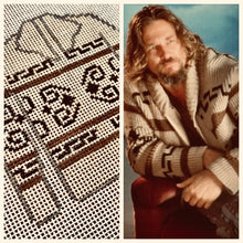 Load image into Gallery viewer, “WESTERLY/LEBOWSKI SWEATER”,  4” square on 18 mesh
