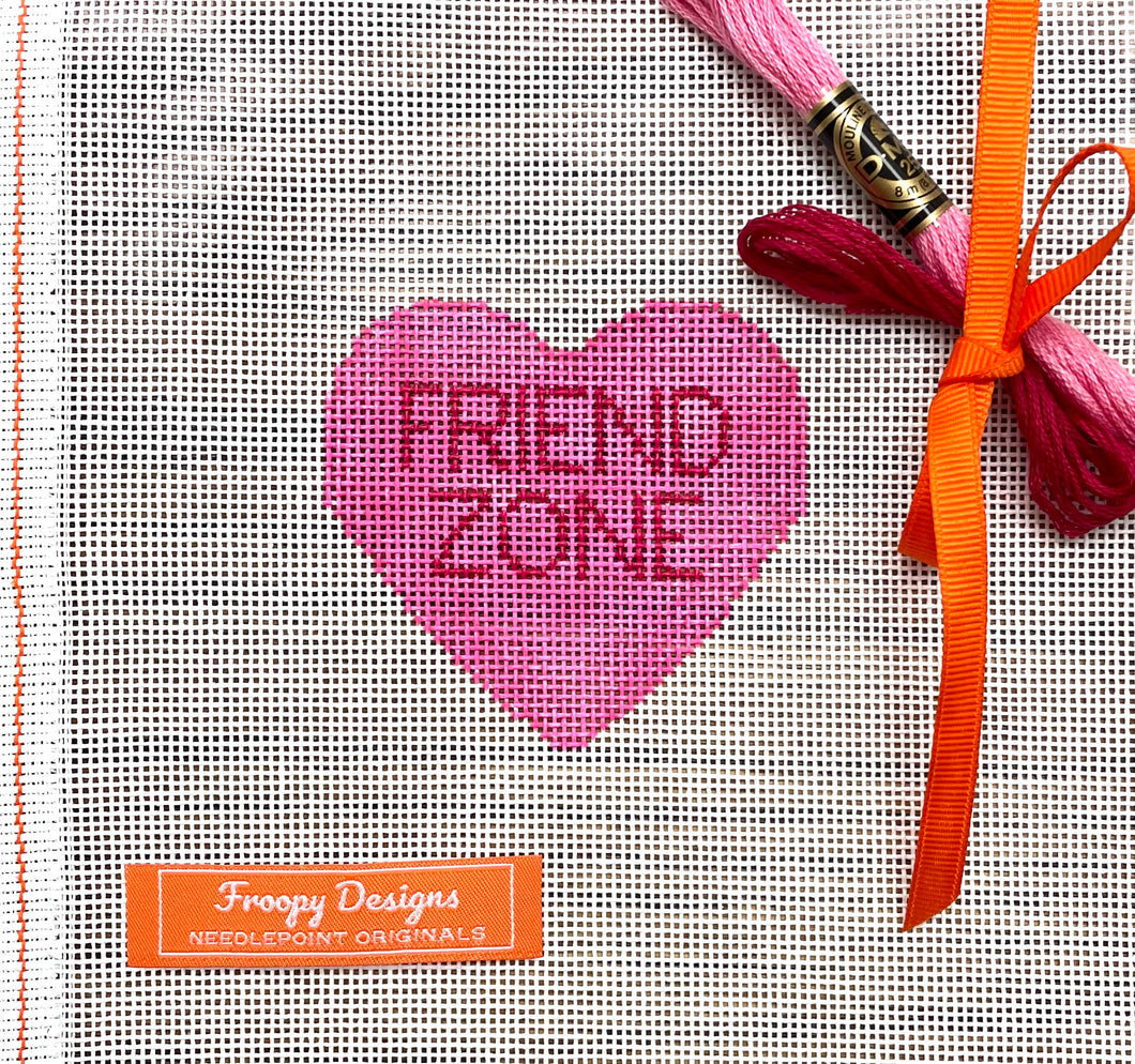 “FRIEND ZONE”,  3” square on 18 mesh