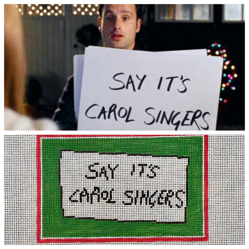 “CAROL SINGERS”,  3 1/2” x 5 1/2” on 18 mesh