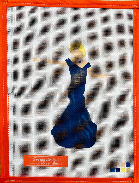 “DIANA IN NAVY VELVET”,  5” x 7” on 18 mesh