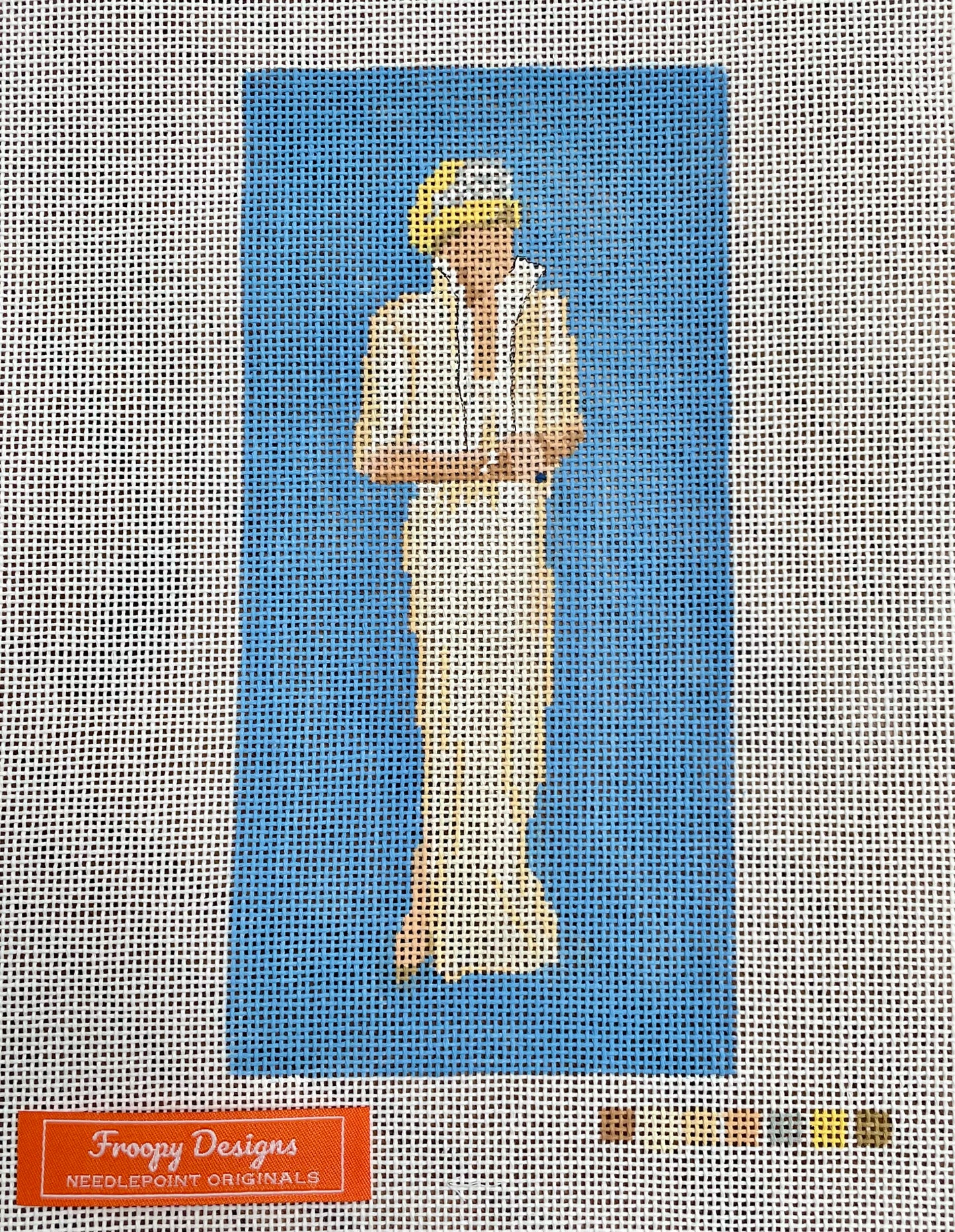 “DIANA IN THE PEARL DRESS”,  2.5” x 7” on 18 mesh