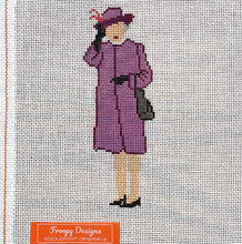Load image into Gallery viewer, “HM ELIZABETH WAVES IN PLUM PURPLE”,  5.5” x 2.5” on 18 mesh
