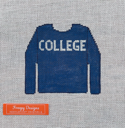 “ANIMAL HOUSE SWEATSHIRT”,  4” square on 18 mesh