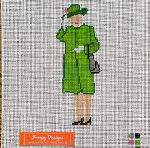 Load image into Gallery viewer, “HM ELIZABETH WAVES IN GREEN”,  5.5” x 2.5” on 18 mesh
