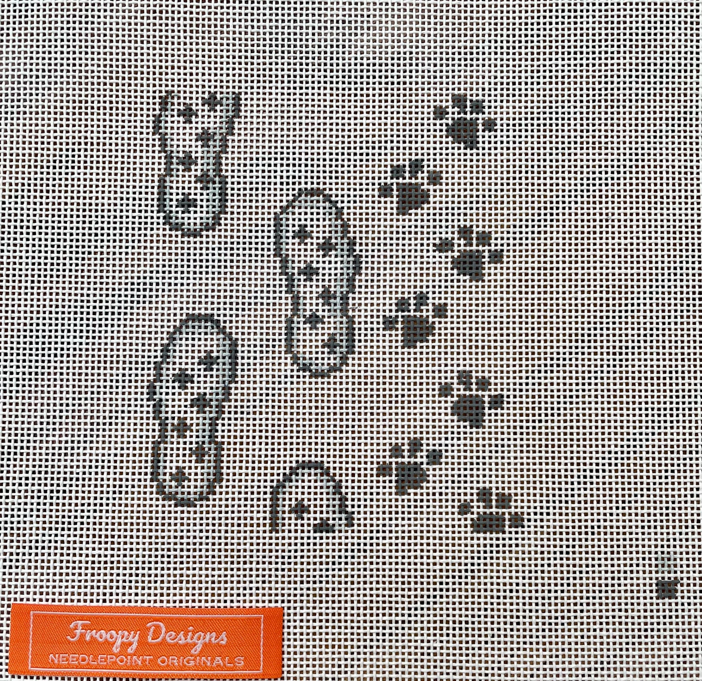 “FUN IN THE SNOW”,  4” square/ 2.5” x 4” on 18 mesh