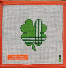 Load image into Gallery viewer, “BRITISH PLAID SHAMROCK”,  4” square on 18 mesh
