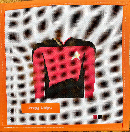 “STAR TREK PICARD”,  4” square on 18 mesh