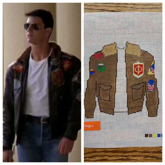 “TOP GUN FLIGHT JACKET”,  5” square on 18 mesh