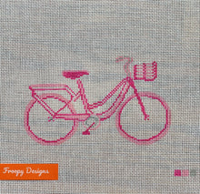 Load image into Gallery viewer, “LILLY PINK BIKE”,  3.5” x 5.5” on 18 mesh
